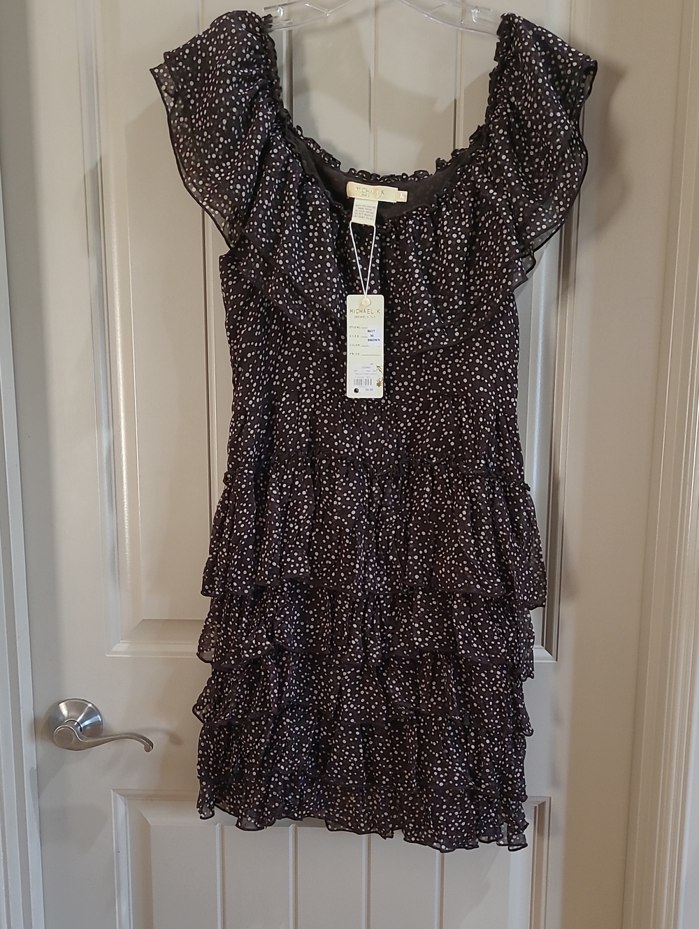 Black & White Polka Dot Ruffled Off-Shoulder Dress